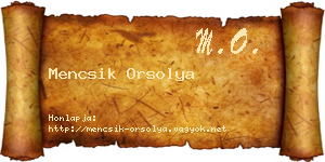 Mencsik Orsolya névjegykártya